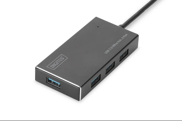 Digitus 4 Port USB 3.0 Hub, 5V/2A güç adaptörü dahil, alüminyum - 1