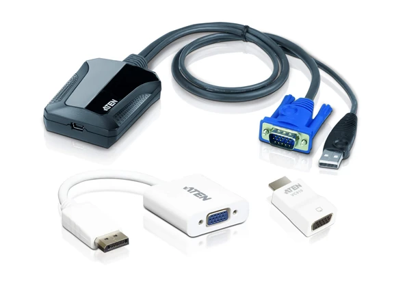 Laptop USB Konsol Adaptörü Kit'i, VGA + HDMI + DP<br>
Laptop USB KVM Console Crash Cart Adapter IT Kit, VGA + HDMI + DP ürün görseli 1