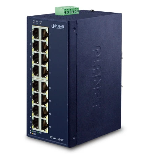 Endüstriyel 16-Port 10/100TX Fast Ethernet Switch (-40~75 derece C)<br>
Industrial 16-Port 10/100TX Fast Ethernet Switch (-40~75 degrees C) - 1