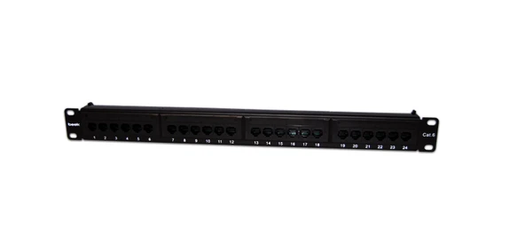 Beek 24 Port Cat6 UTP Patch Panel, 8P8C, Altın Kontak, LSA, 1U, zırhsız/unshielded<br>
Beek 24 Port Cat6 UTP Patch Panel, 8P8C, Gold contact,LSA, 1U, unshielded, w.cable holder ürün görseli