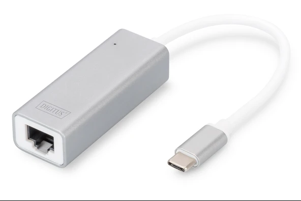 Digitus USB Tip C (USB 3.0) Gigabit Ethernet Adaptörü, 1 x 10/100/1000 port, 1 x USB Tip C erkek port (bilgisayar bağlantısı için), çip takımı: AX88179A - 1