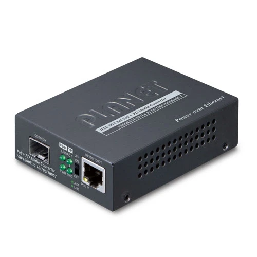 802.3at PoE+ PD 10/100/1000BASE-T <-> 100/1000BASE-X SFP Media Converter - 1