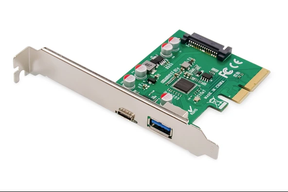 Digitus USB 3.1 PCI Express Kart, 2 x harici USB 3.1 port, 1 x USB-C™ yuva, 1 x USB-A yuva, maksimum 10GB/s ürün görseli 1