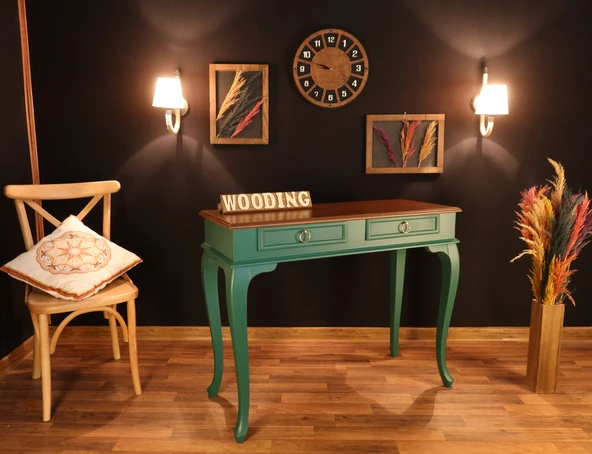 Wooding Mobilya 100 Cm Çekmeceli Masif Yeşil Ceviz Dresuar - 2