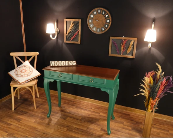 Wooding Mobilya 100 Cm Çekmeceli Masif Yeşil Ceviz Dresuar - 3