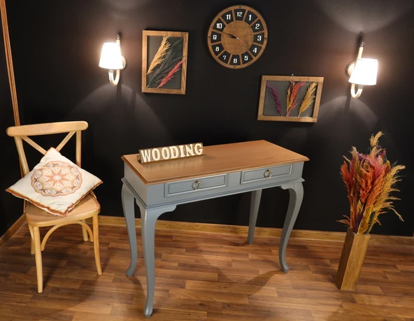 Wooding Mobilya 100 Cm Çekmeceli Masif Gri Natürel Dresuar - Resim 5