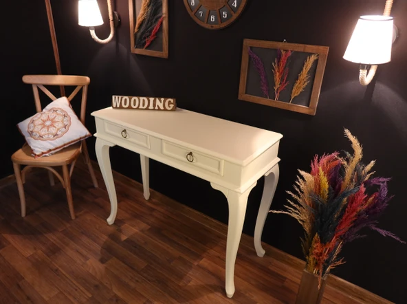 Wooding Mobilya 100 Cm Çekmeceli Masif Krem Dresuar - Resim 3