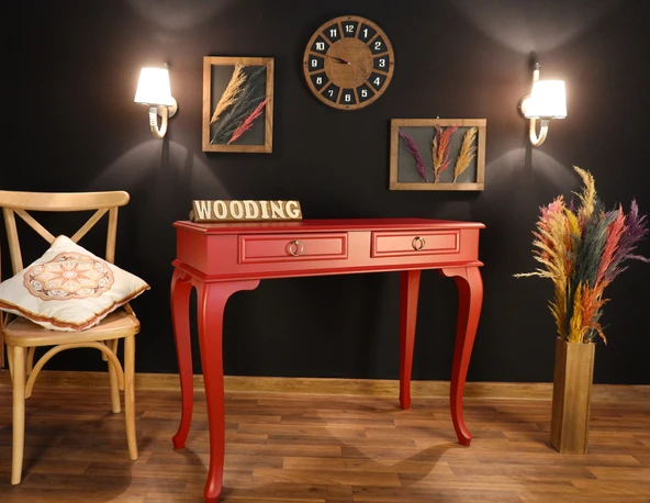 Wooding Mobilya 100 Cm Çekmeceli Masif Kırmızı Dresuar - Resim 4