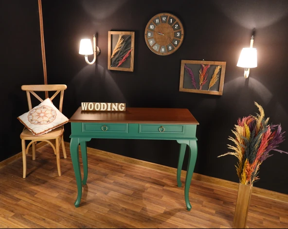 Wooding Mobilya 100 Cm Çekmeceli Masif Yeşil Ceviz Dresuar - 5