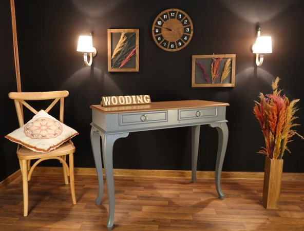 Wooding Mobilya 100 Cm Çekmeceli Masif Gri Natürel Dresuar - Resim 3