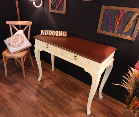 Wooding Mobilya 100 Cm Çekmeceli Masif Krem Ceviz Dresuar - Resim 3