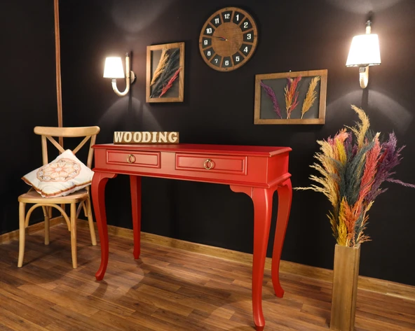 Wooding Mobilya 100 Cm Çekmeceli Masif Kırmızı Dresuar - Resim 2