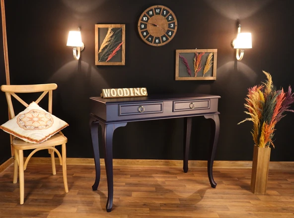 Wooding Mobilya 100 Cm Çekmeceli Masif Lacivert Dresuar - Resim 4