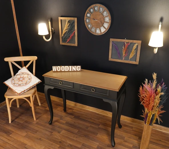 Wooding Mobilya 100 Cm Çekmeceli Masif Siyah Natürel Dresuar - Resim 3