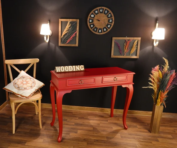Wooding Mobilya 100 Cm Çekmeceli Masif Kırmızı Dresuar - Resim 3