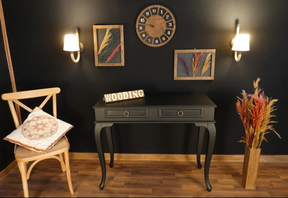 Wooding 110 Cm Çekmeceli Masif Siyah Dresuar - Resim 4