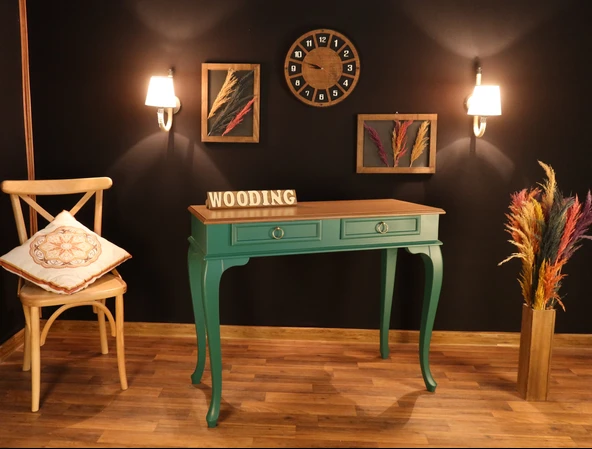 Wooding 110 Cm Çekmeceli Masif Yeşil Natürel Dresuar - 4