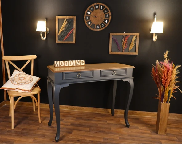 Wooding 110 Cm Çekmeceli Masif Antrasit Natürel Dresuar - Resim 5