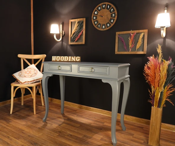 Wooding 110 Cm Çekmeceli Masif Gri Dresuar - Resim 5