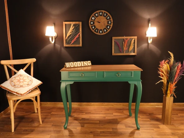 Wooding 110 Cm Çekmeceli Masif Yeşil Natürel Dresuar - 2