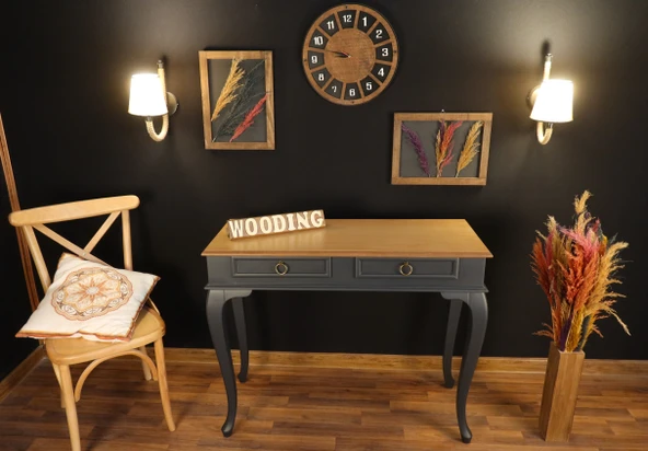 Wooding 110 Cm Çekmeceli Masif Antrasit Natürel Dresuar - Resim 3