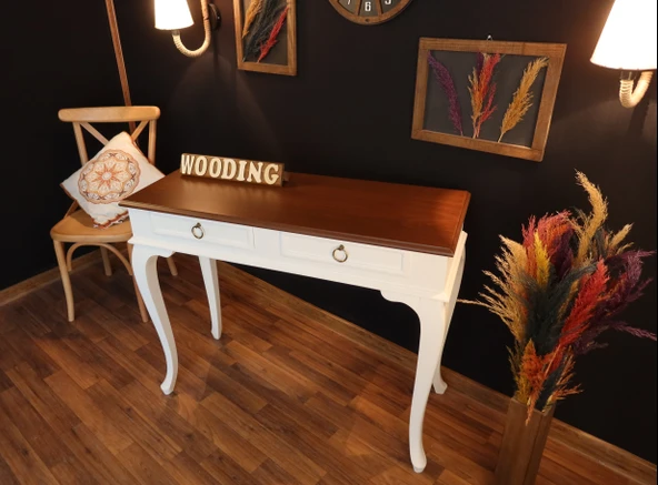 Wooding 110 Cm Çekmeceli Masif Beyaz Ceviz Dresuar - Resim 4