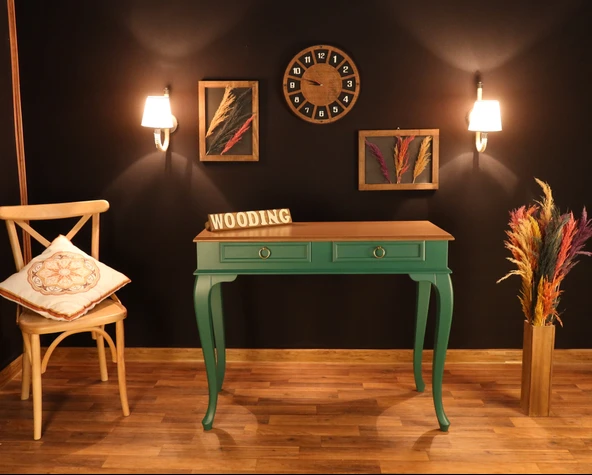 Wooding 110 Cm Çekmeceli Masif Yeşil Natürel Dresuar - 3