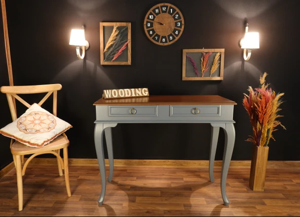 Wooding 110 Cm Çekmeceli Masif Gri Ceviz Dresuar - Resim 2