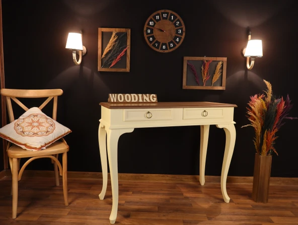 Wooding 110 Cm Çekmeceli Masif Krem Natürel Dresuar - Resim 3