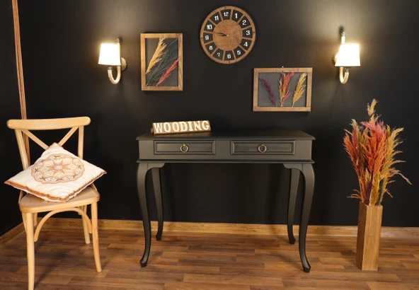 Wooding 110 Cm Çekmeceli Masif Siyah Dresuar - Resim 2