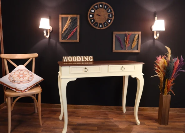 Wooding 110 Cm Çekmeceli Masif Krem Ceviz Dresuar - Resim 3