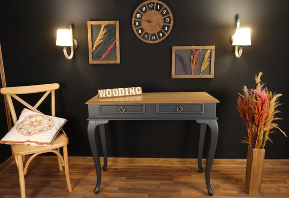 Wooding 110 Cm Çekmeceli Masif Antrasit Natürel Dresuar - Resim 4