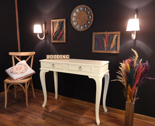 Wooding 110 Cm Çekmeceli Masif Krem Dresuar - Resim 3