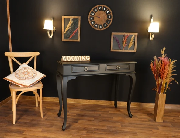 Wooding 110 Cm Çekmeceli Masif Siyah Dresuar - Resim 3