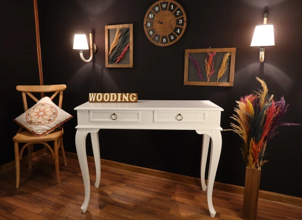 Wooding Mobilya 120 Cm Çekmeceli Masif Beyaz Dresuar - Resim 4