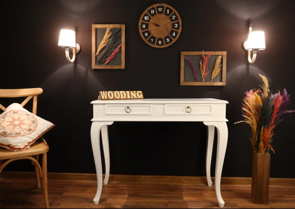 Wooding Mobilya 120 Cm Çekmeceli Masif Beyaz Dresuar - Resim 3