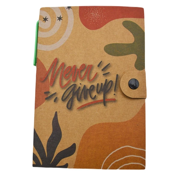 NotYaz 100x150 Never Give Up 50 Yaprak Kilitli Kraft Bloknot (KB-1742) - Resim 2