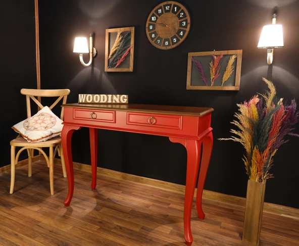 Wooding Mobilya 120 Cm Çekmeceli Masif Kırmızı Ceviz Dresuar - Resim 3