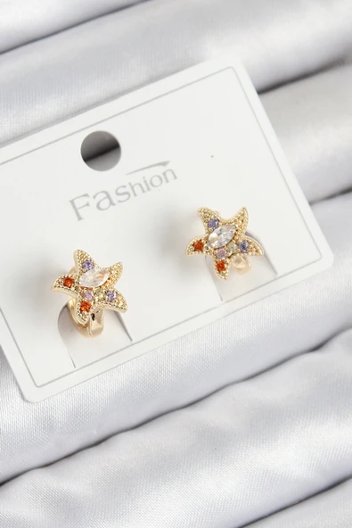 Pirinç Zirkon Taşlı Yıldız Model Gold Renk Çocuk Küpe - EBJ250816W37507 ürün görseli
