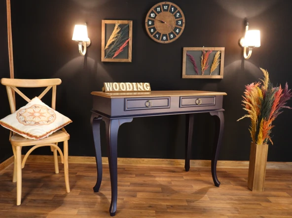 Wooding Mobilya 120 Cm Çekmeceli Masif Lacivert Natürel Dresuar ürün görseli