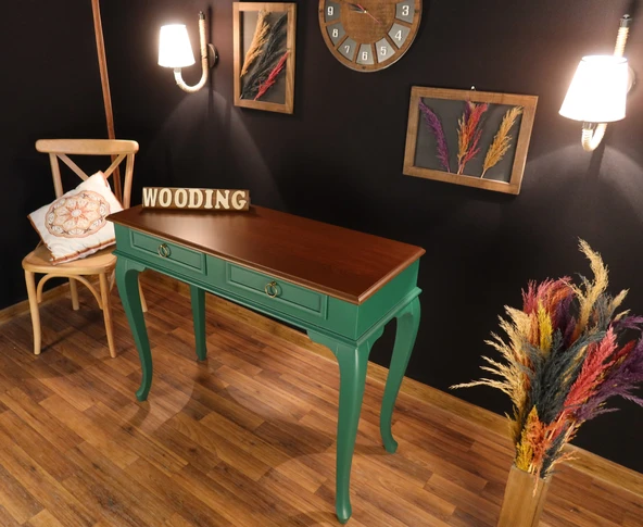 Wooding Mobilya 120 Cm Çekmeceli Masif Yeşil Ceviz Dresuar - Resim 4