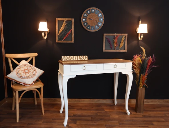 Wooding Mobilya 120 Cm Çekmeceli Masif Beyaz Natürel Dresuar - 1