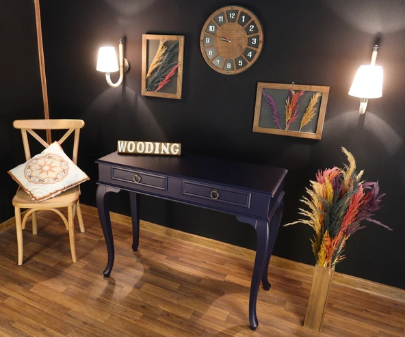 Wooding Mobilya 120 Cm Çekmeceli Masif Lacivert Dresuar - Resim 4