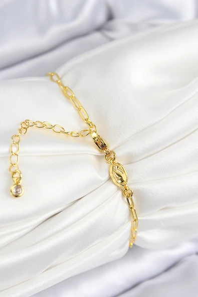 VIP Pirinç Zirkon Taşlı Çiçek Model Gold Renk Kadın Bileklik - EBJ250816W37510 - Resim 2