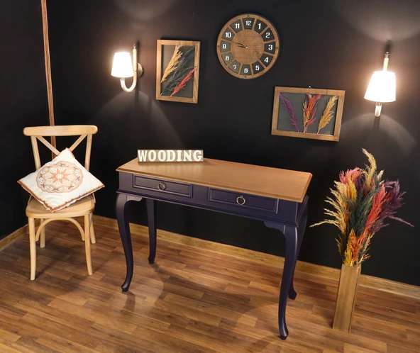 Wooding Mobilya 120 Cm Çekmeceli Masif Lacivert Natürel Dresuar - Resim 3