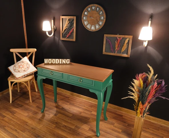 Wooding Mobilya 120 Cm Çekmeceli Masif Yeşil Natürel Dresuar - 3
