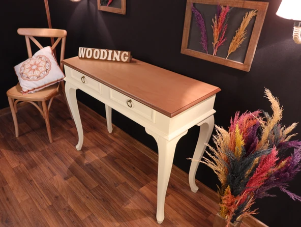 Wooding Mobilya 120 Cm Çekmeceli Masif Krem Natürel Dresuar - Resim 2