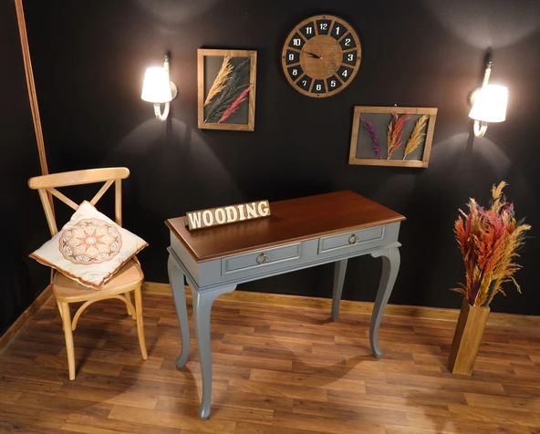 Wooding Mobilya 120 Cm Çekmeceli Masif Gri Ceviz Dresuar - Resim 2