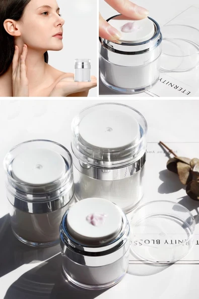 Hava Pompalı Doldurulabilir Vakumlu Krem,Fondoten Sıvı Kozmetik Ürün Şişesi - Resim 6