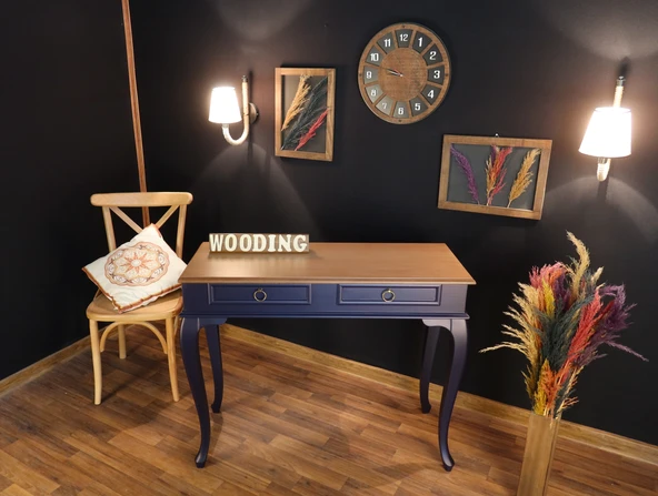 Wooding Mobilya 120 Cm Çekmeceli Masif Lacivert Natürel Dresuar - Resim 5